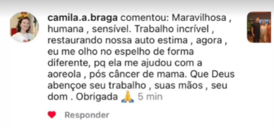 Comentário de paciente: trabalho incrível, restaurando nossa autoestima.